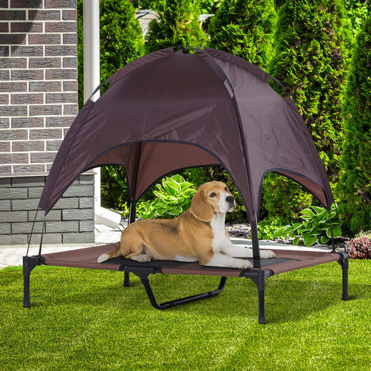 PawHut Elevated Pet Bed Dog Foldable Outdoor Cot Coffee