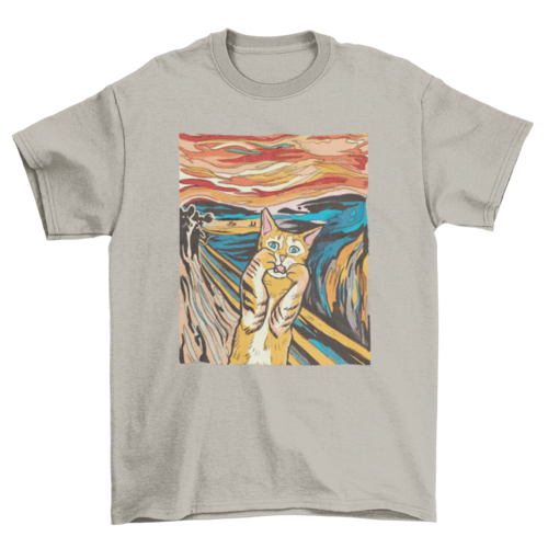 The Scream parody cat t-shirt