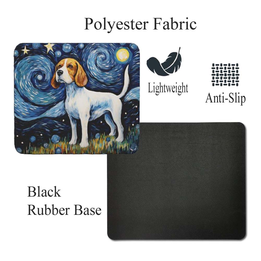 Starry Night Dog Beagle Non-Slip Computer Mousepad