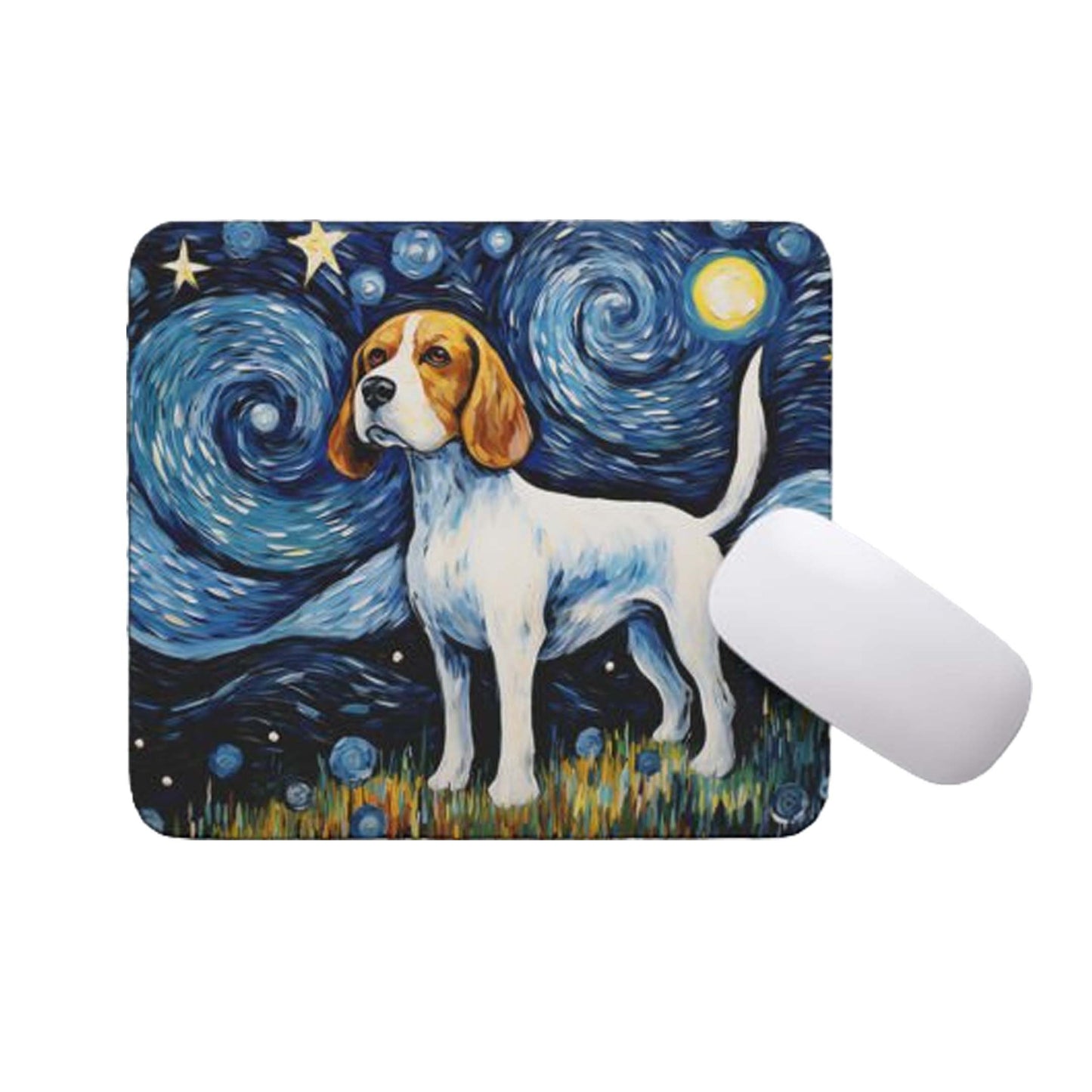 Starry Night Dog Beagle Non-Slip Computer Mousepad